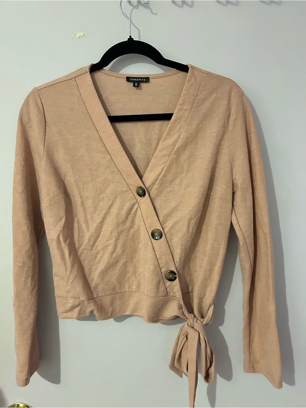 Dynamite Dusty Pink Wrap Tie V-Neck Sweater
